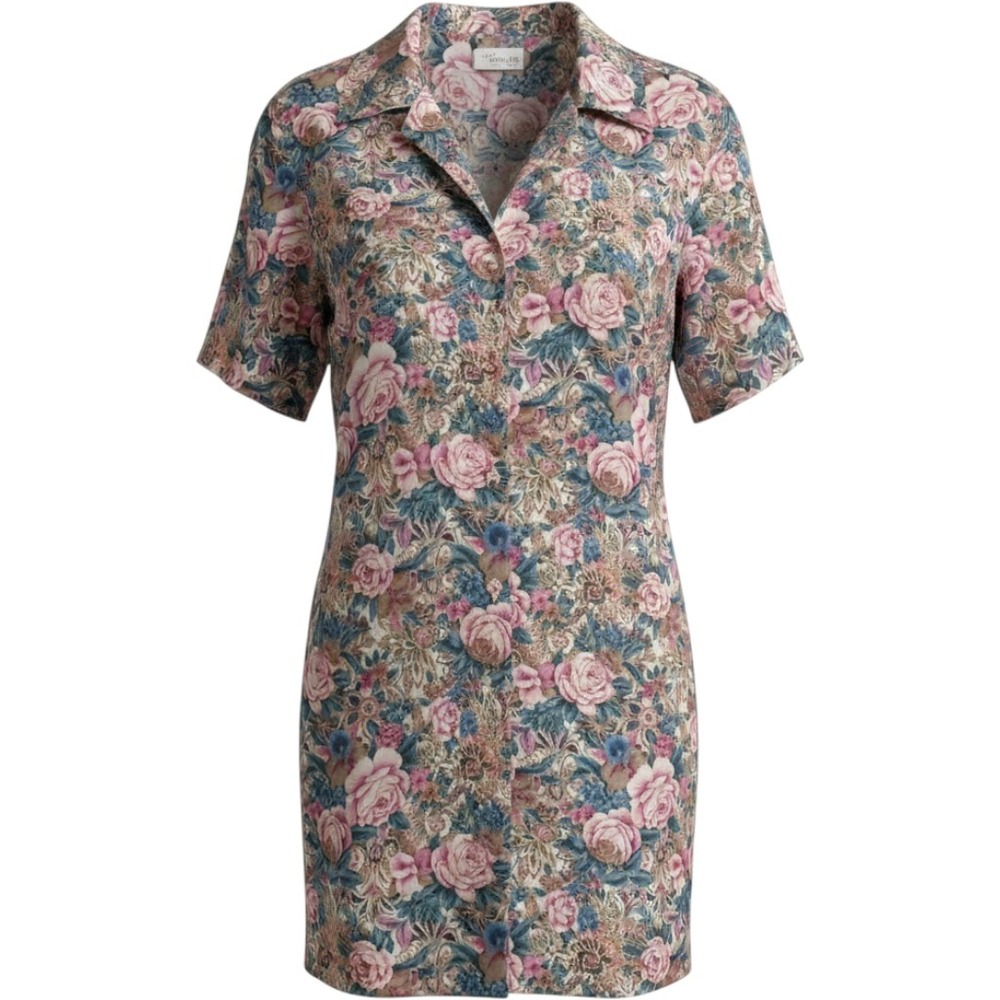 La Senza‎ Lingerie Vintage Floral Nightshirt Dress Short Sleeve Pink Blue Size M